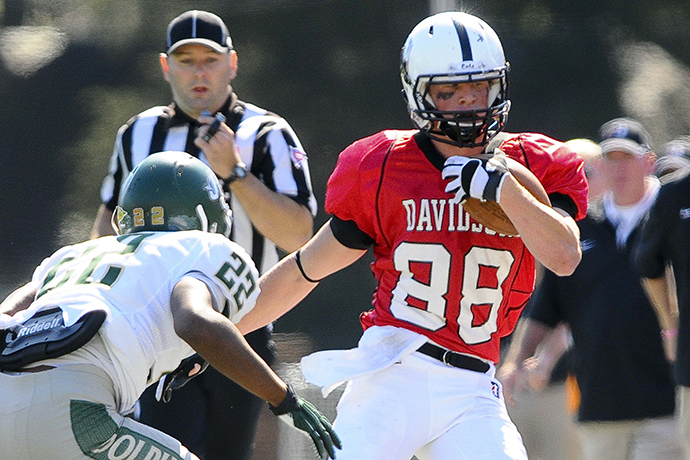 Davidson's Lanny Funsten set a PFL record with 17 receptions against Jacksonville, Saturday.